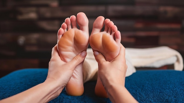 스파 미용실 에서 백인 발 을 위한 건강 한 마사지