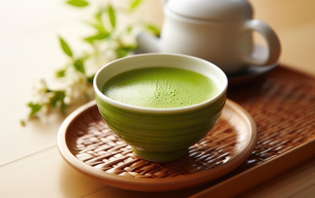 健康的な抹茶は人間の健康に人気の日本の飲み物です