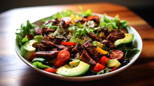 Photo healthy meal grilled beef taco salad recipe