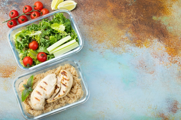 Healthy meal prep containers.