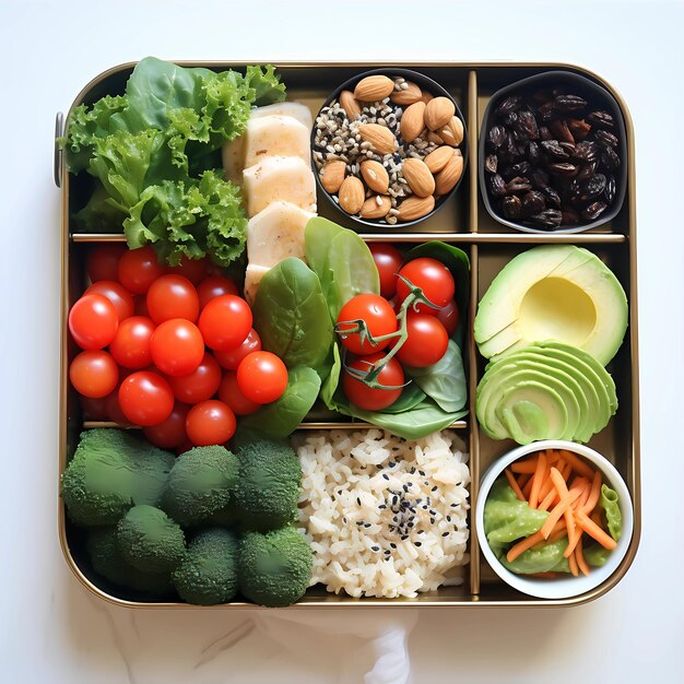 Premium Photo | Healthy Meal Prep in a Sectioned Container