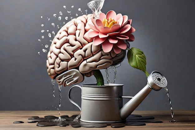 здоровый ум человеческий мозг из цветка концепция психического здоровья позитивность и творческое мышление