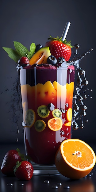 healthy mixed fruit smoothy juice fresh fruits Healthy juicy vitamin drink diet or vegan food idea