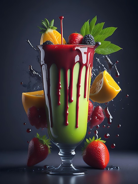 healthy mixed fruit smoothy juice fresh fruits Healthy juicy vitamin drink diet or vegan food idea