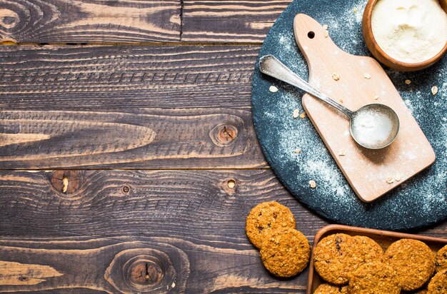 Healthy morning breakfast with cereal biscuits