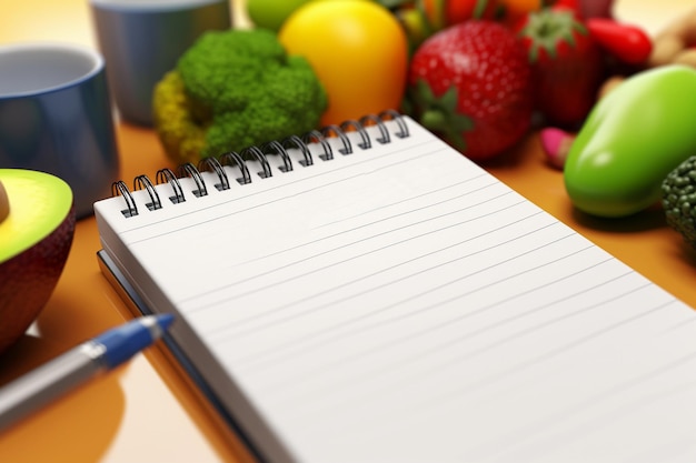 Healthy notes to do list Shopping list with healthy food