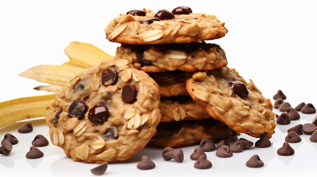 Healthy oatmeal banana cookies with chocolate chips