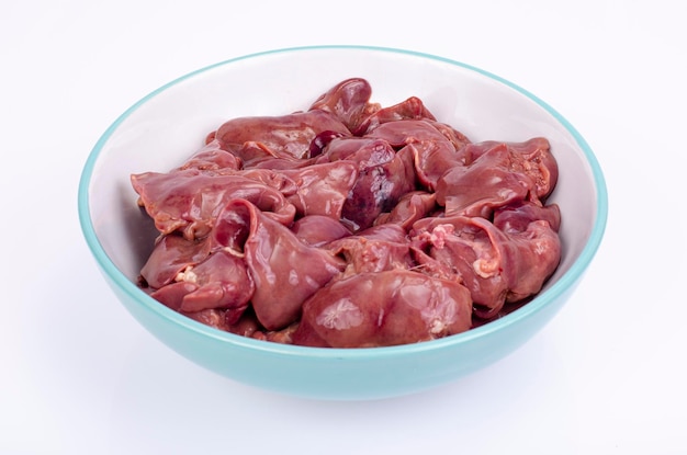 Healthy offal. Raw chicken liver. Studio Photo