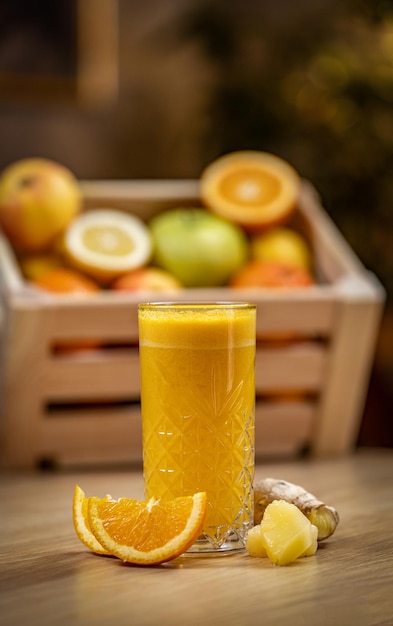 Healthy orange pineapple and ginger juice