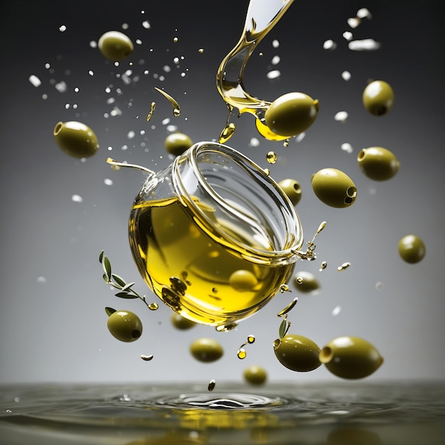 A healthy organic olive oil splash background ai generated