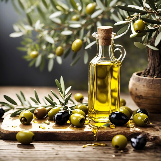 Photo a healthy organic olive oil splash background ai generated