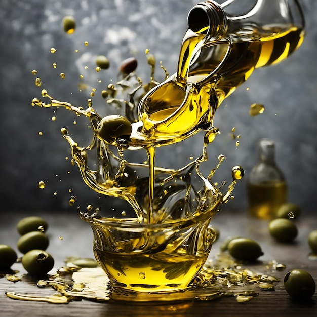 A healthy organic olive oil splash background ai generated