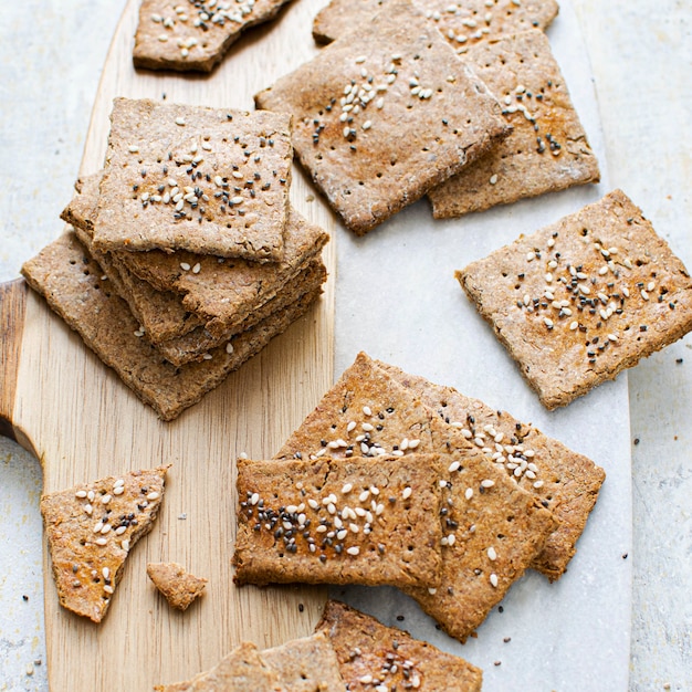 Healthy organic seeded rye crackers