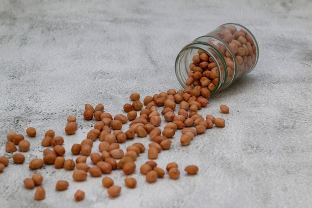 Healthy peanuts spread on floor