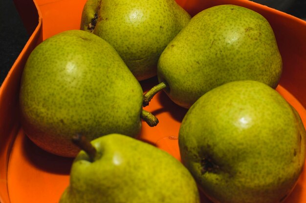 Healthy pears put on the table for consumption