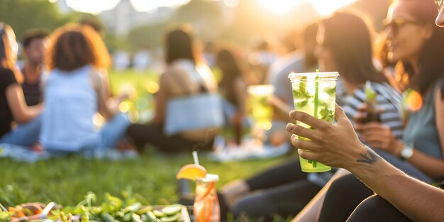 Photo healthy picnic gathering