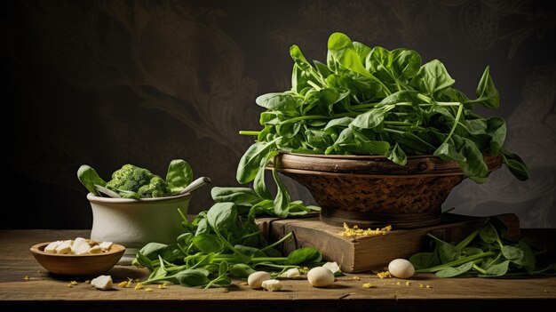 Healthy plant Arugula on the table