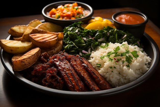 Healthy Plate of Typical Brazilian Food Generative AI