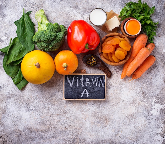 Healthy products rich in vitamin A