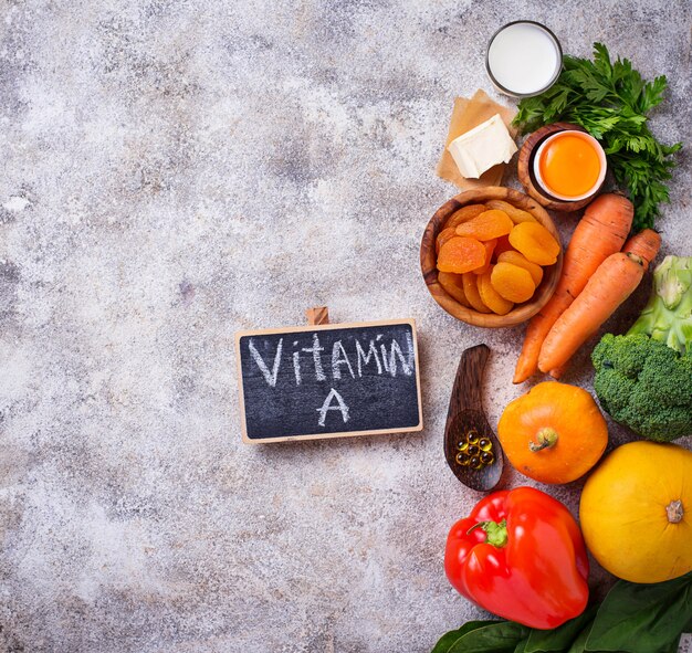 Healthy products rich in vitamin A