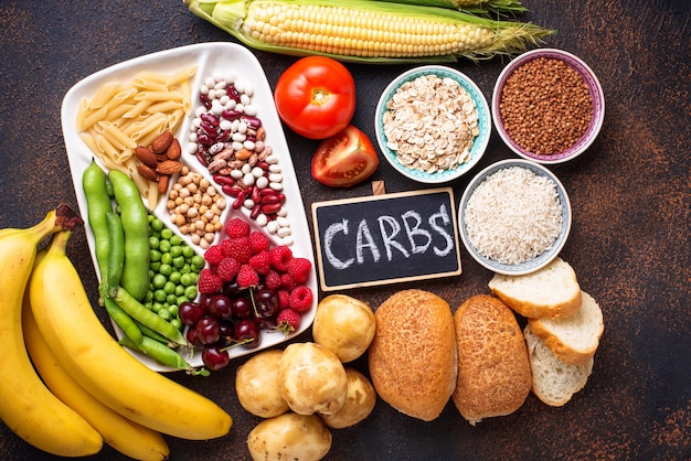 Healthy products sources of carbohydrates. 