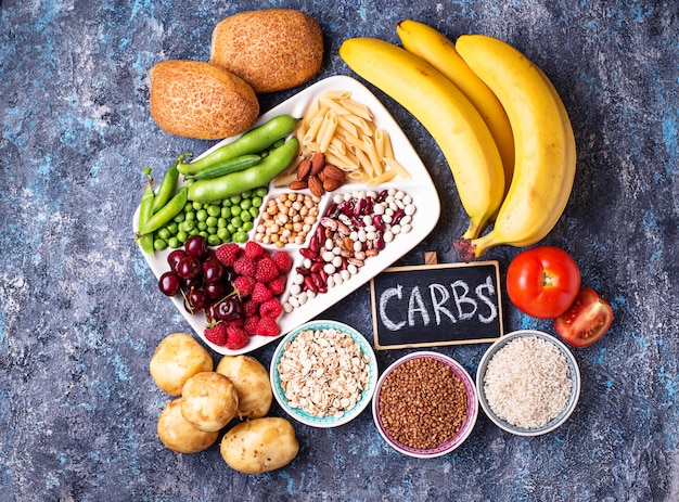 Photo healthy products sources of carbohydrates.