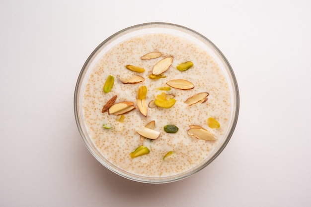 Healthy rajgira kheer or amaranth sweet porridge