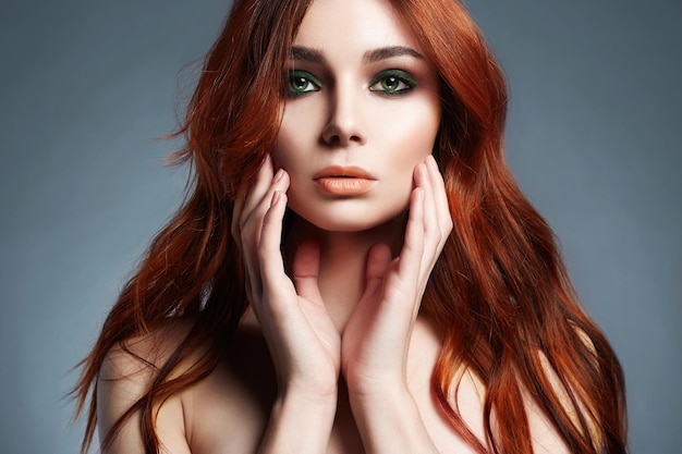 Healthy Red Hair Beautiful Young Woman