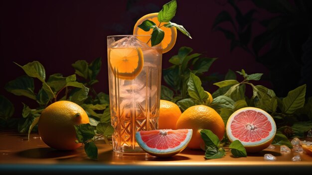 Healthy Refreshing Citrus Beverage in Glass