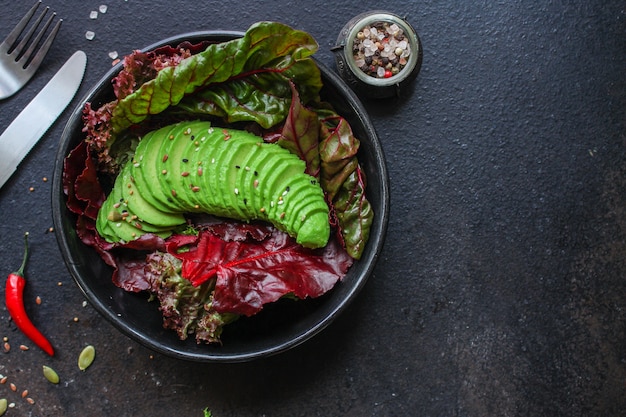 healthy salad avocado and lettuce