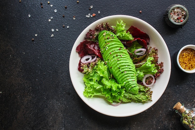 healthy salad avocado and lettuce