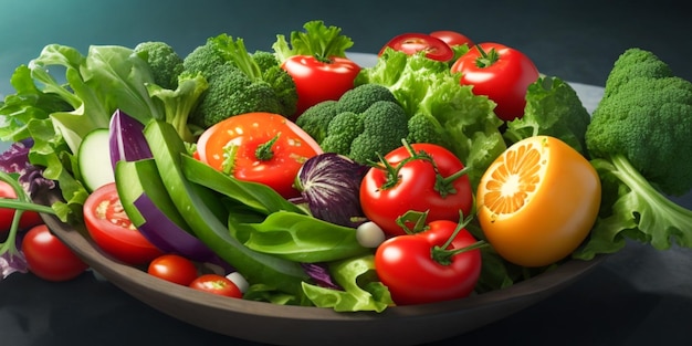 Healthy salad collection with fresh organic vegetables