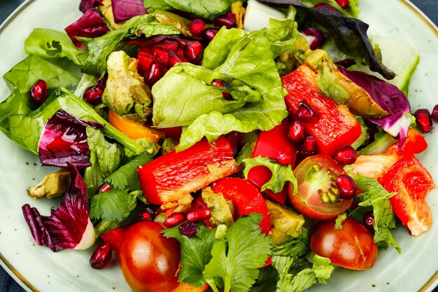 Healthy salad of fresh vegetables and herbs