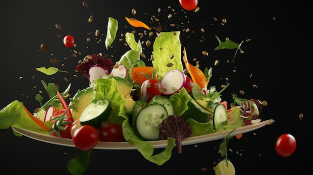 Photo healthy salad of fresh vegetables high resolution 8k