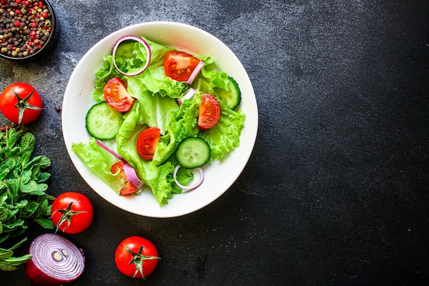 healthy salad tomato, cucumber, mix leaves other