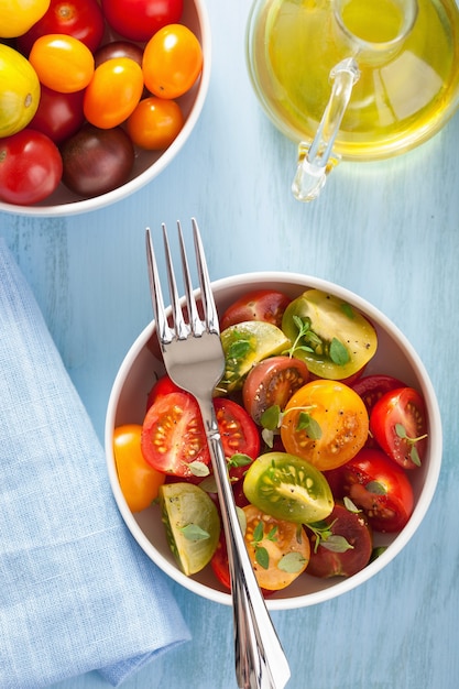 Healthy salad with colorful tomatoes