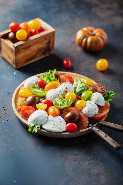 Healthy salad with mozzarella