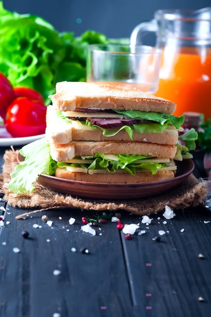 Healthy Sandwich toast with lettuce,