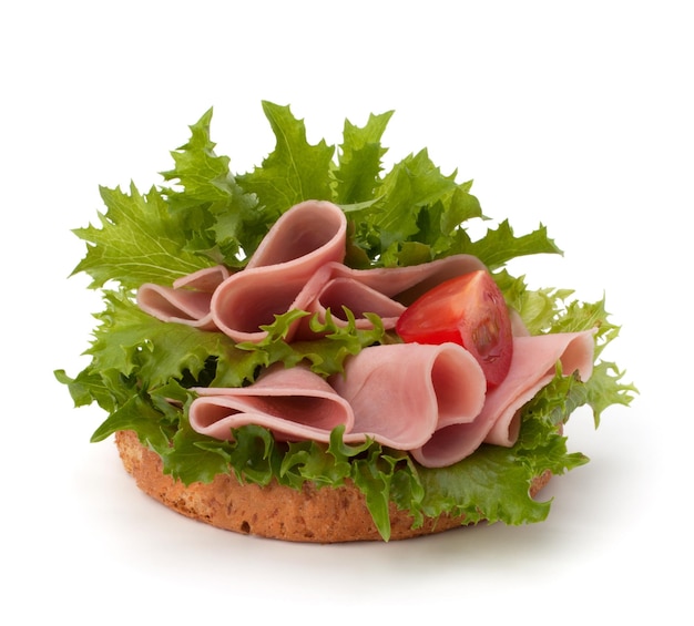 Healthy sandwich with vegetable and smoked ham