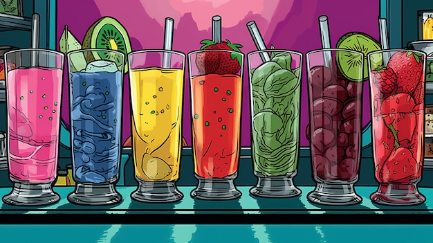 Healthy smoothie in glasses Fantasy concept Illustration painting