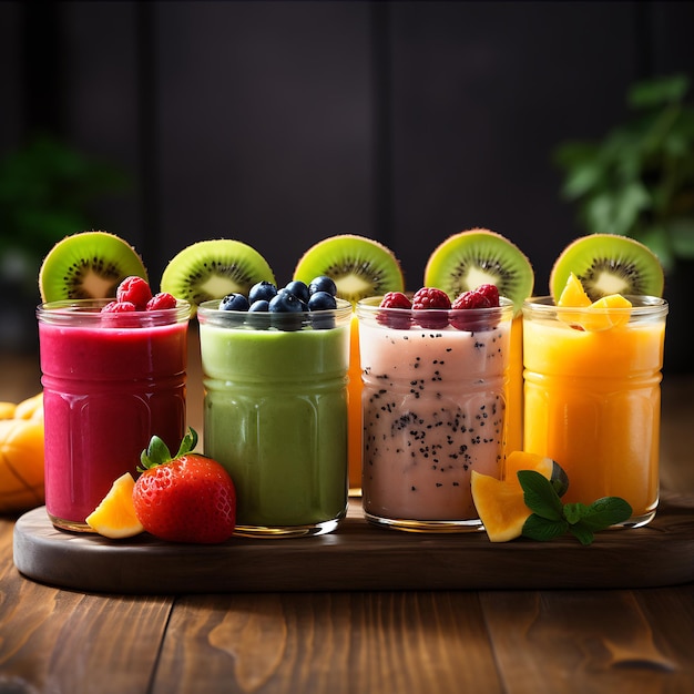 Healthy smoothies with fresh fruits and berries ai generative