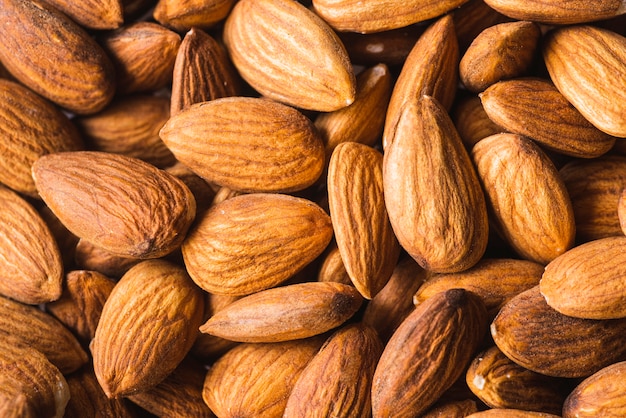 Healthy snack of organic almond nuts