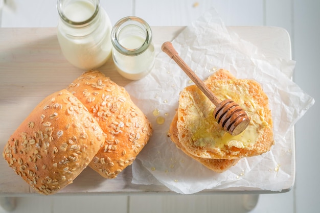 Healthy and sweet wholemeal buns for lunch