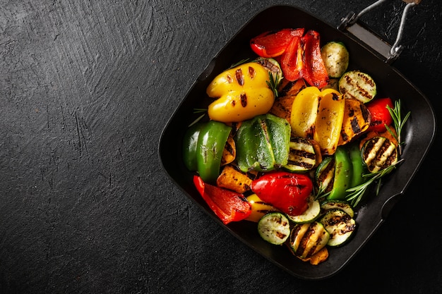 Healthy tasty vegetables grilled on pan