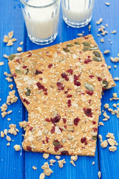 Healthy toast with dry fruits and seeds