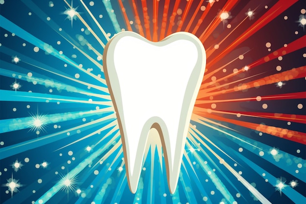 하프톤 원의 굵은 표현의 항성 모양의 건강한 치아 상징