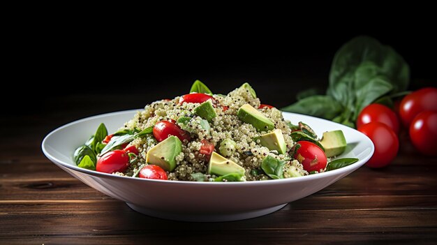 Healthy vegan quinoa spinach salad Vegan winter salad quinoa Food recipe background AI Generative