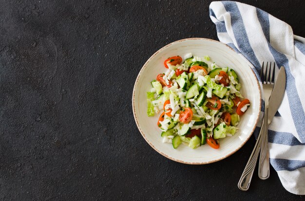 Healthy vegetable salad of fresh vegetables. Diet menu for lunch.