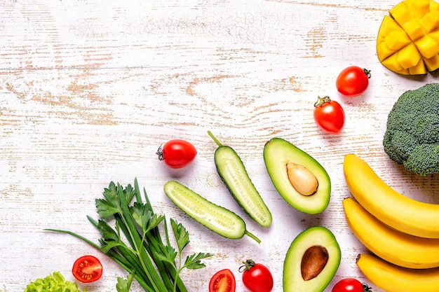 Здоровые овощи и фрукты фон