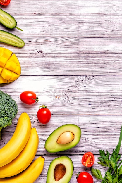 健康的な野菜や果物の背景